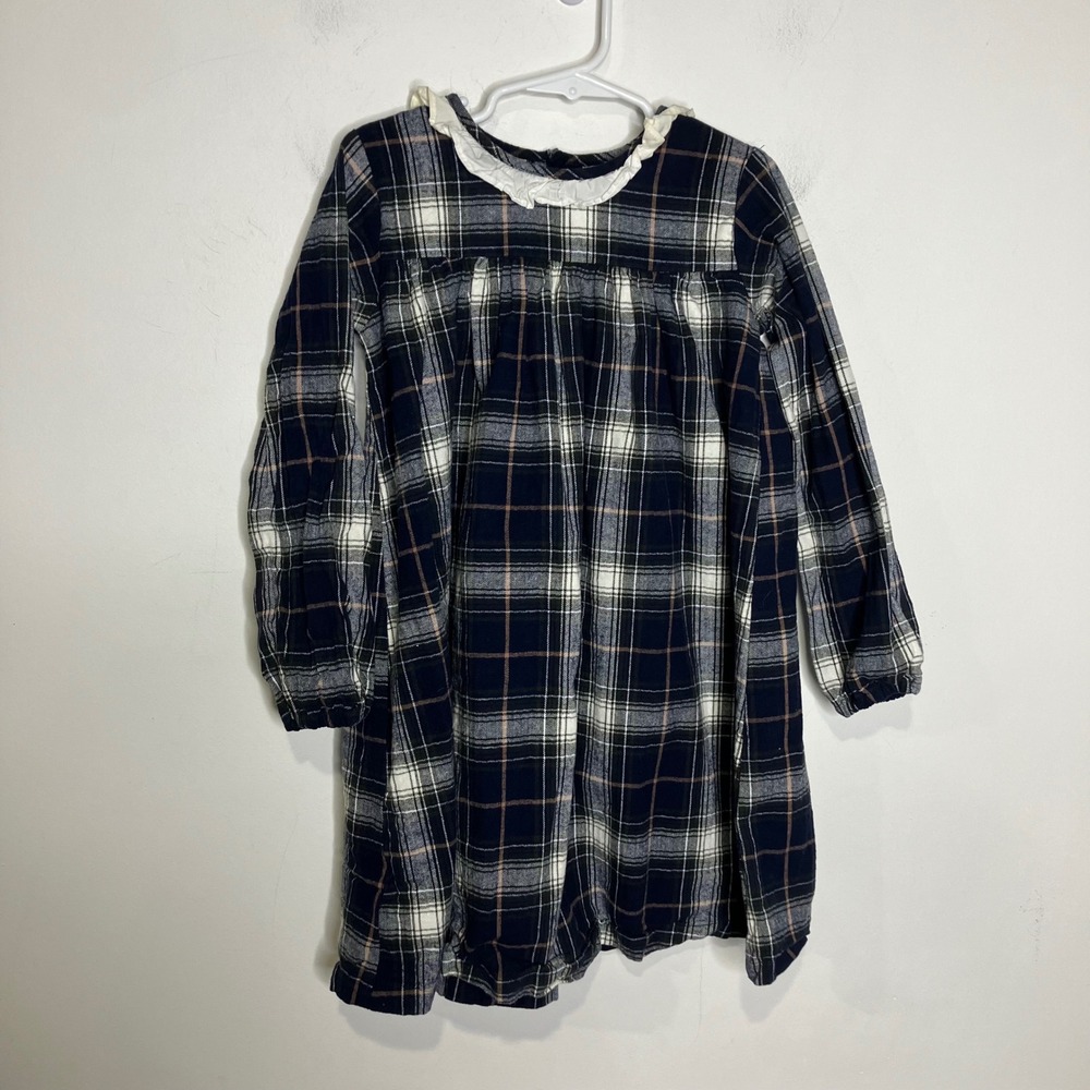 Edgehill Collection‎ navy blue plaid flannel dress 100% cotton girls size 6